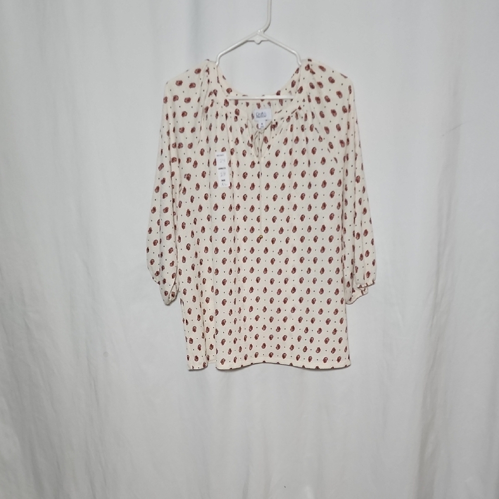 Croft & Barrow Cream and Red Blouse. Size XL - Picture 2 of 6